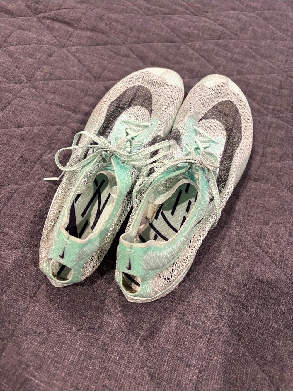Nike Flyknit AirZoom Victory Sneakers in Mint, White and Gray
